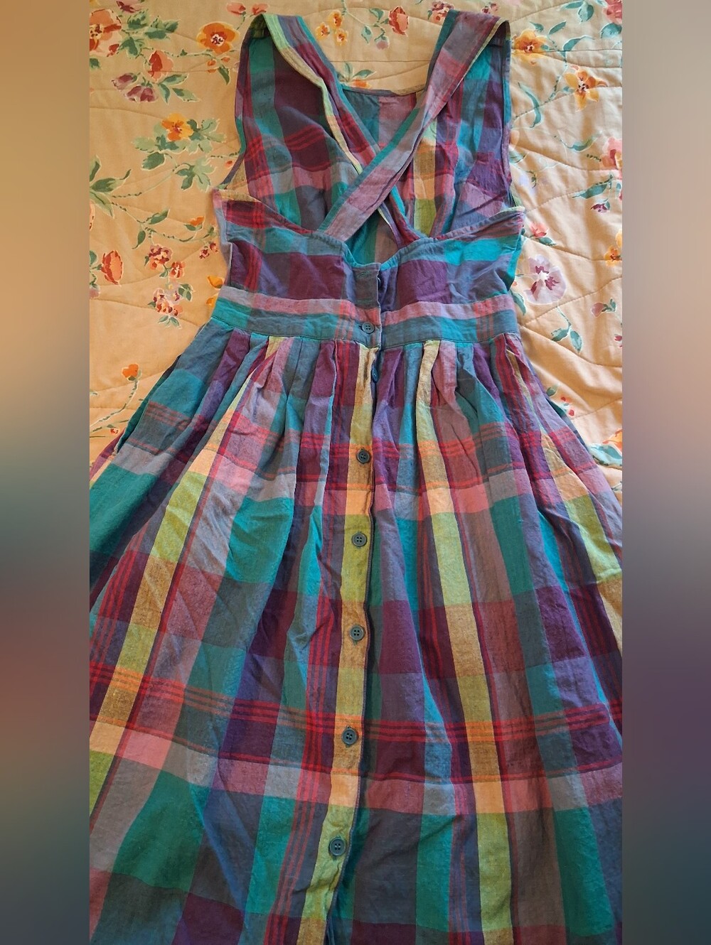 Madras Plaid crossed strap dress - Picture 4 of 5